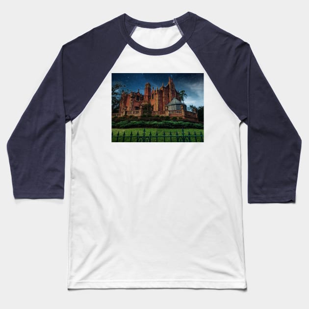 The Haunted Mansion Baseball T-Shirt by Farbeyondinfinity